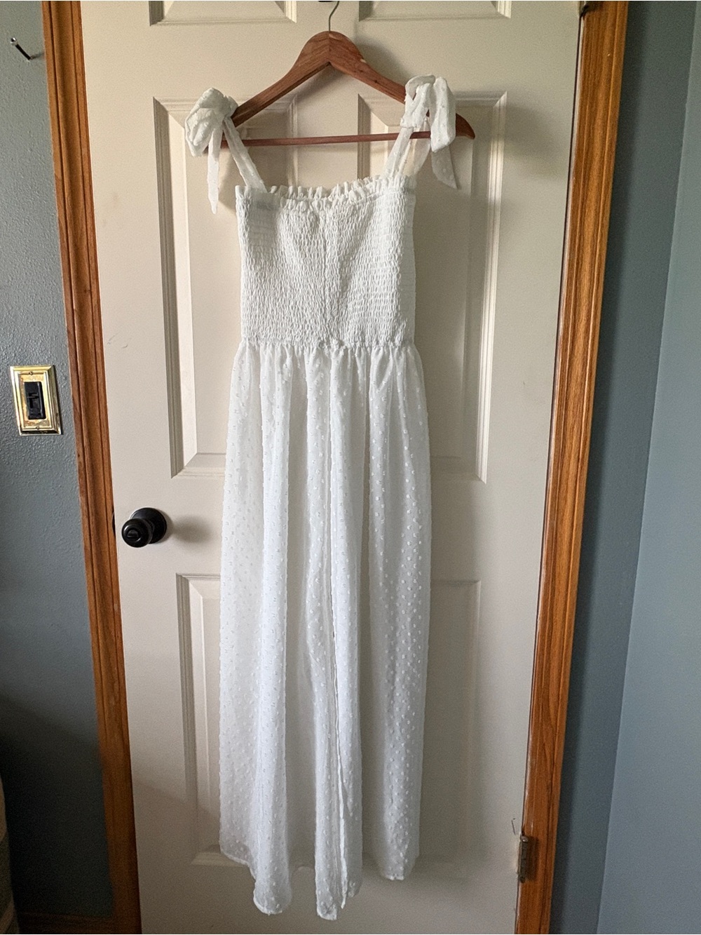 White Tie-Shoulder Maxi Dress
